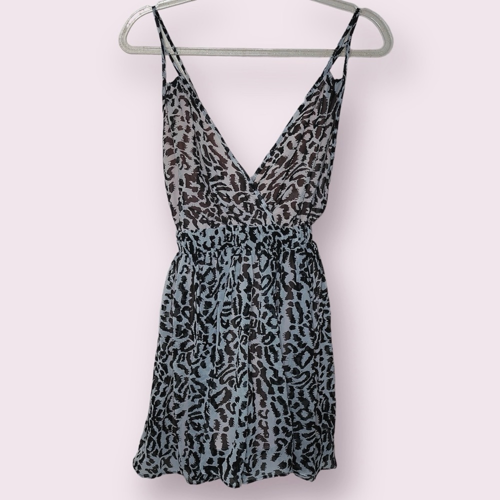 Stella & Jamie Animal Print Champagne V-Neck Strappy Romper